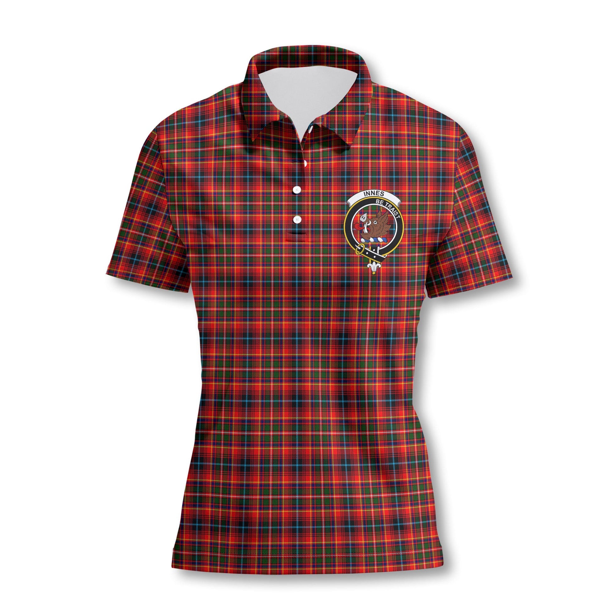 Clan Innes Tartan Women Polo Shirt Crest And Plaid Basic Style