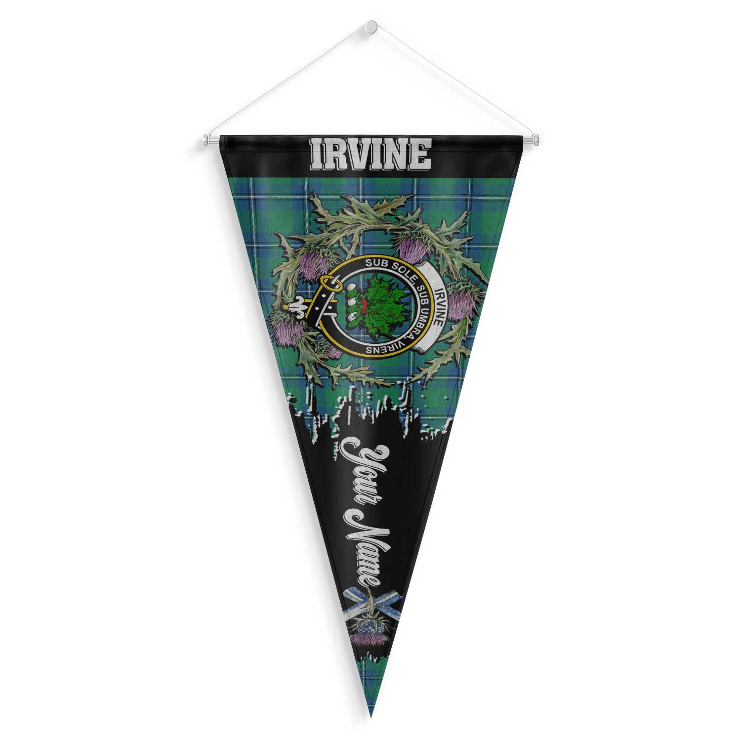 Clan Irvine Tartan Felt Pennant Crest And Plaid Basic Style