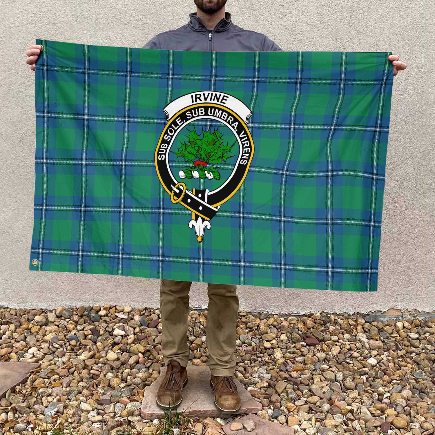 Clan Irvine Tartan Flag Crest And Plaid Basic Style