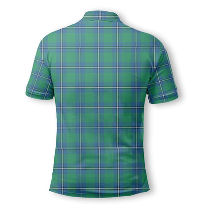 Clan Irvine Tartan Golf Men Polo Shirt Crest And Plaid Basic Style