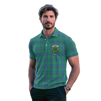 Clan Irvine Tartan Golf Men Polo Shirt Crest And Plaid Basic Style