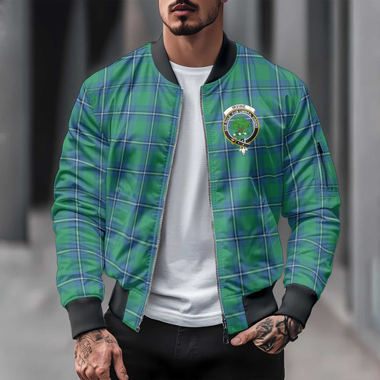 Clan Irvine Tartan Men Bomber Jacket Crest And Plaid Basic Style