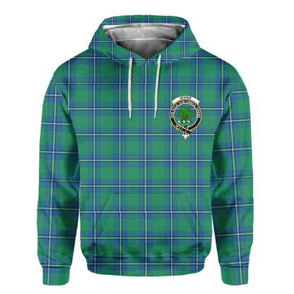 Clan Irvine Tartan Men Hoodie Crest And Plaid Basic Style