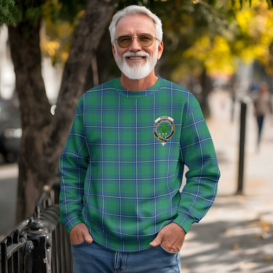 Clan Irvine Tartan Men Sweatshirt Crest And Plaid Basic Style