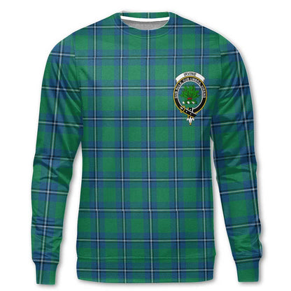 Clan Irvine Tartan Men Sweatshirt Crest And Plaid Basic Style