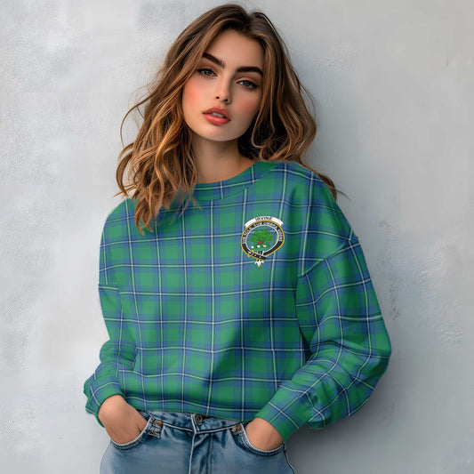 Clan Irvine Tartan Women Sweatshirt Crest And Plaid Basic Style