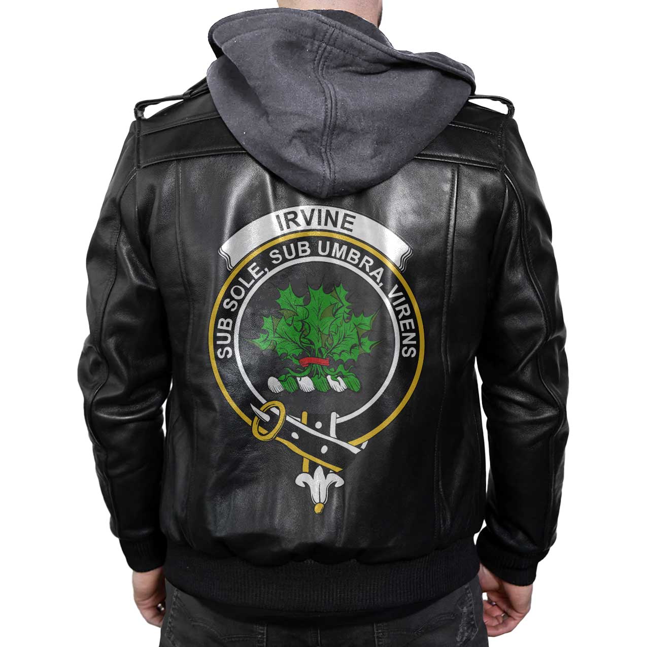 Clan Irvine Tartan Zip Leather Jacket Crest And Plaid Basic Style