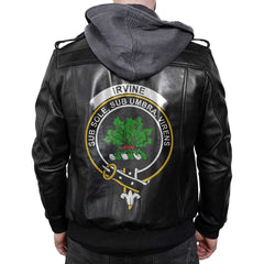 Clan Irvine Tartan Zip Leather Jacket Crest And Plaid Basic Style