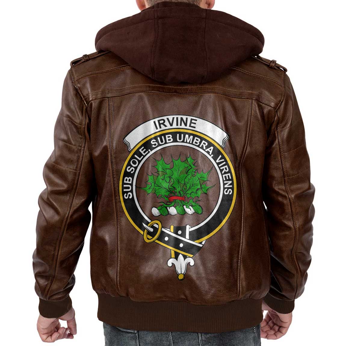 Clan Irvine Tartan Zip Leather Jacket Crest And Plaid Basic Style