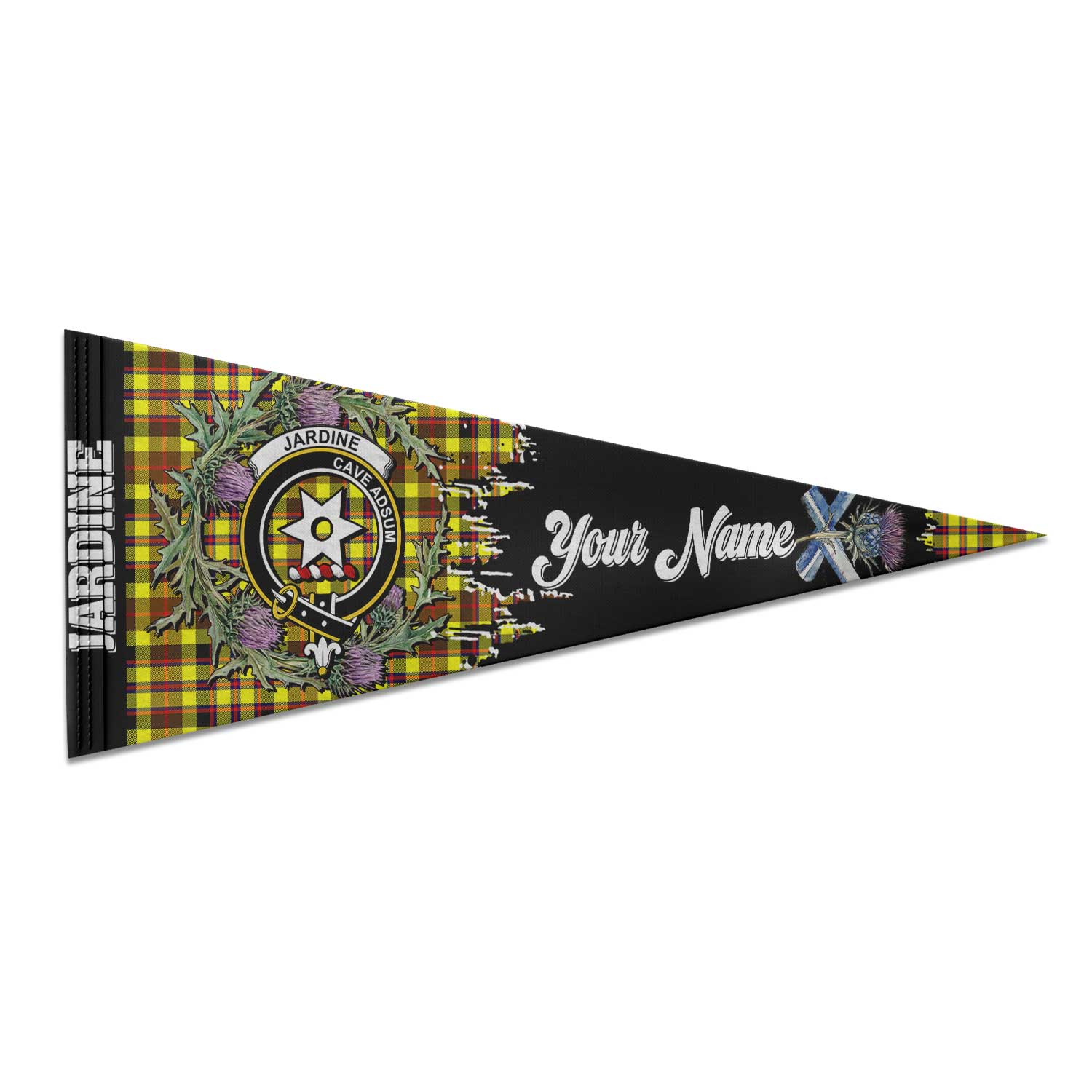 Clan Jardine Tartan Felt Pennant Crest And Plaid Basic Style
