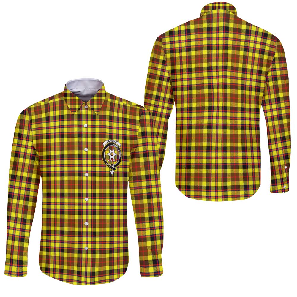 Clan Jardine Tartan Long Sleeve Button Shirt Crest And Plaid Basic Style