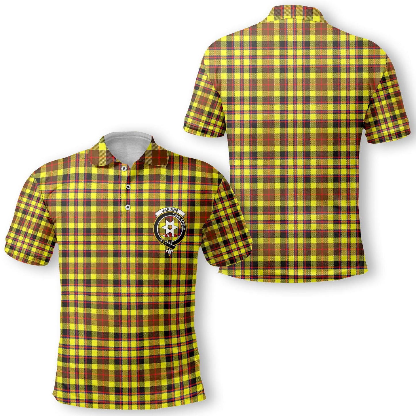 Clan Jardine Tartan Men Polo Shirt Crest And Plaid Basic Style