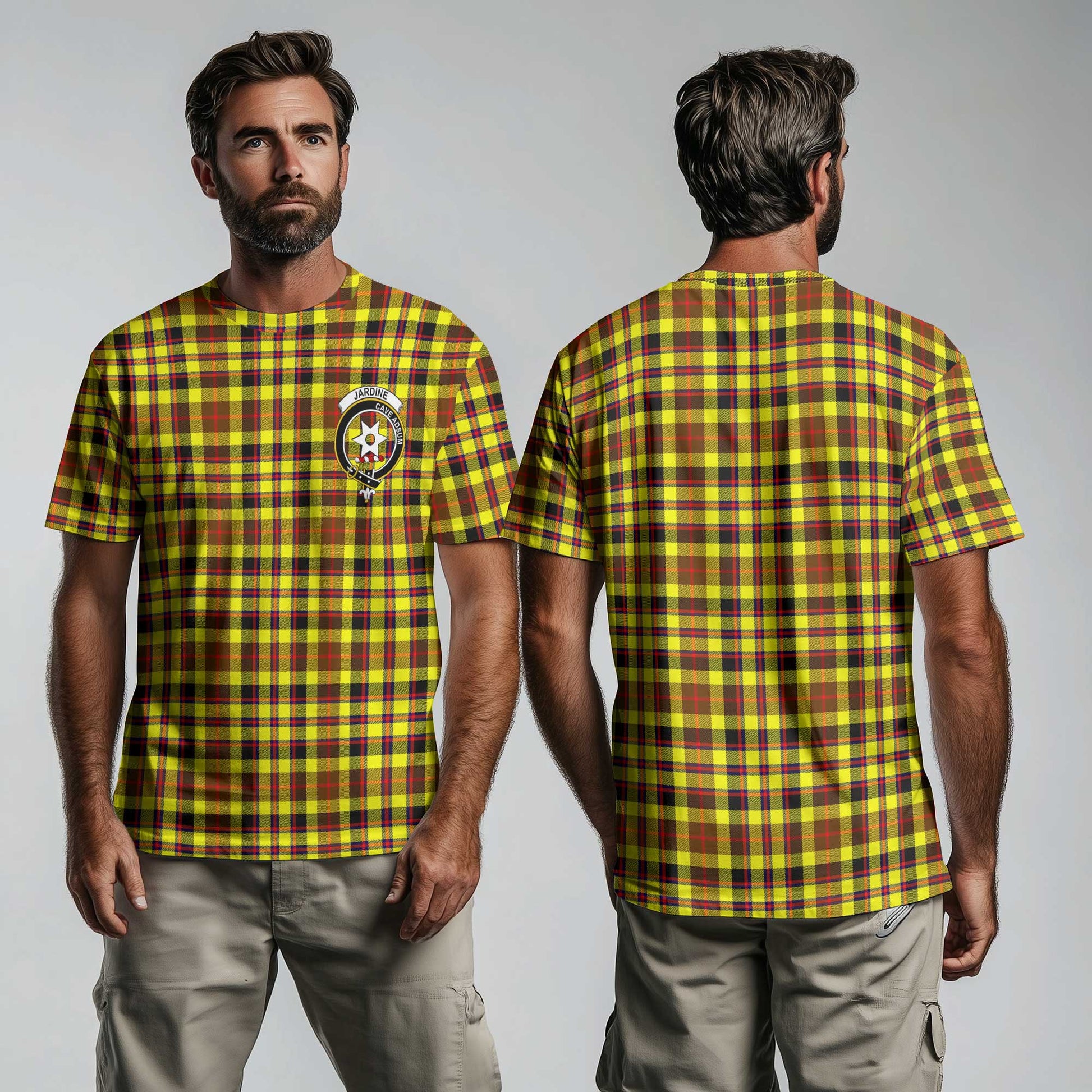 Clan Jardine Tartan Men T Shirt Crest And Plaid Basic Style