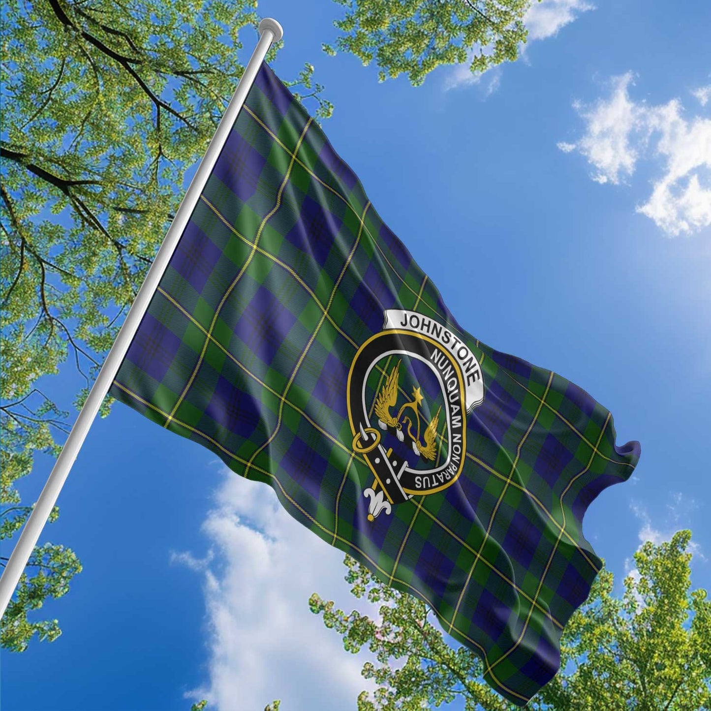 Clan Johnstone Tartan Flag Crest And Plaid Basic Style