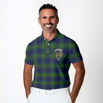 Clan Johnstone Tartan Golf Men Polo Shirt Crest And Plaid Basic Style