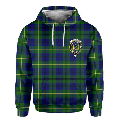 Clan Johnstone Tartan Men Hoodie Crest And Plaid Basic Style