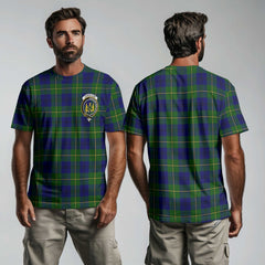 Clan Johnstone Tartan Men T Shirt Crest And Plaid Basic Style