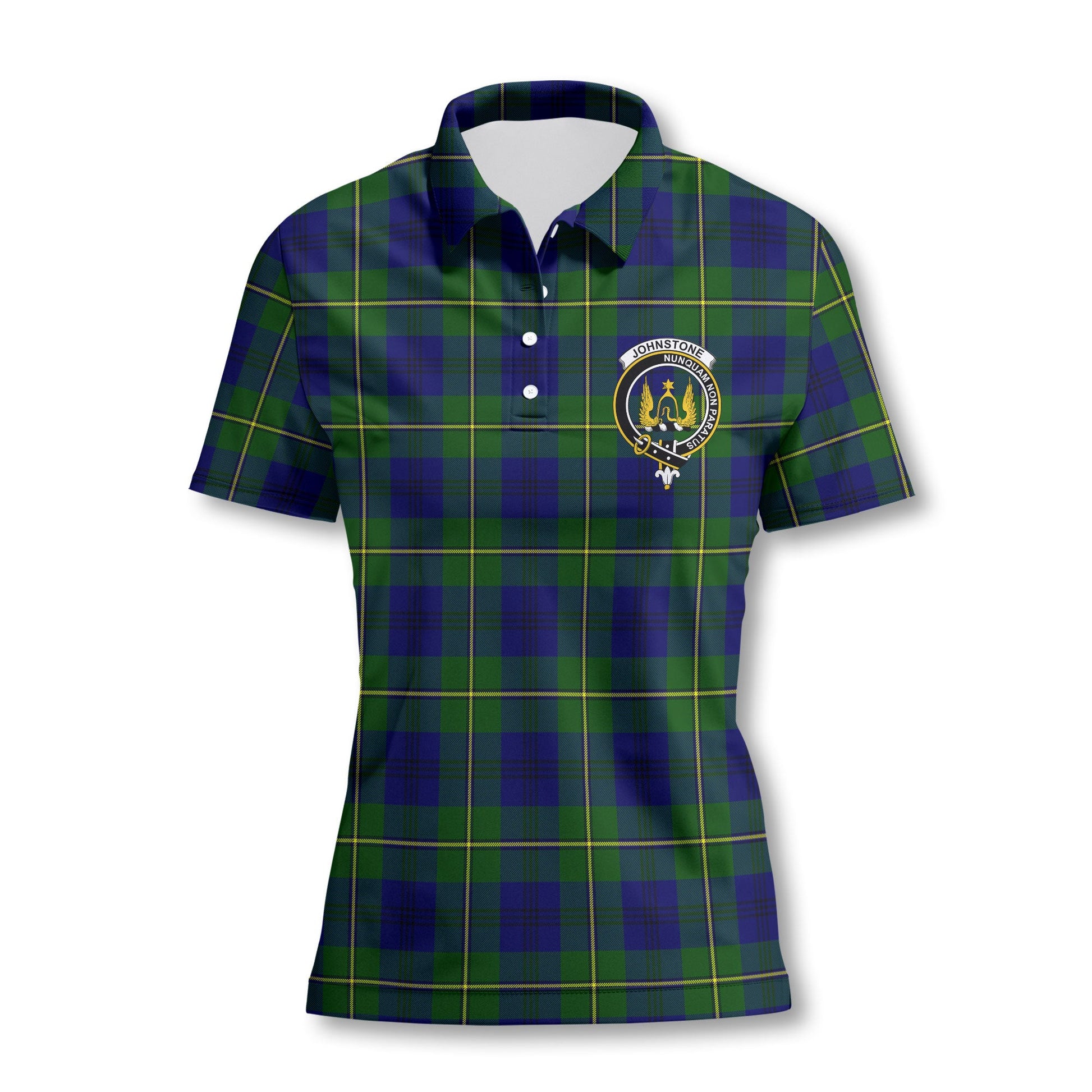 Clan Johnstone Tartan Women Polo Shirt Crest And Plaid Basic Style