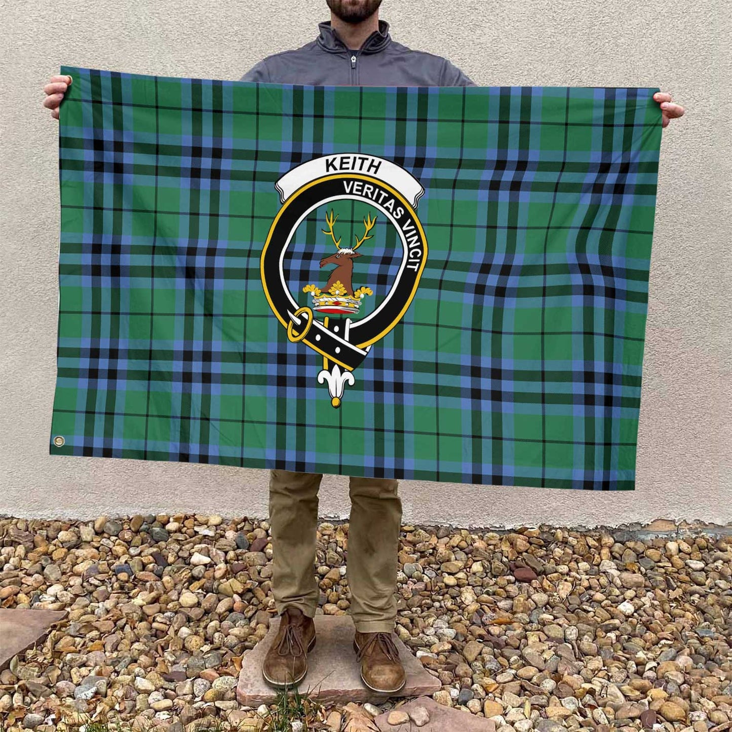 Clan Keith Tartan Flag Crest And Plaid Basic Style