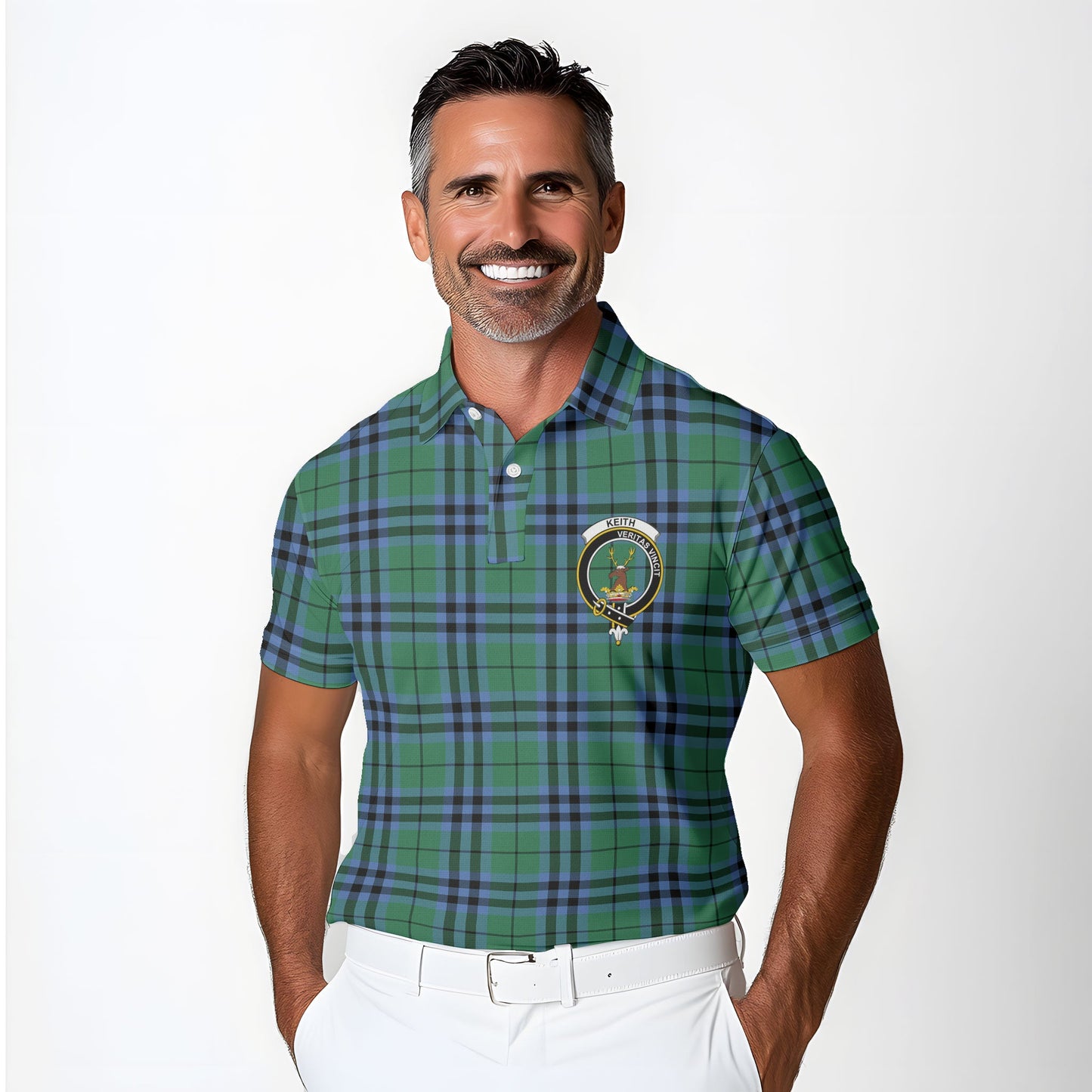 Clan Keith Tartan Golf Men Polo Shirt Crest And Plaid Basic Style