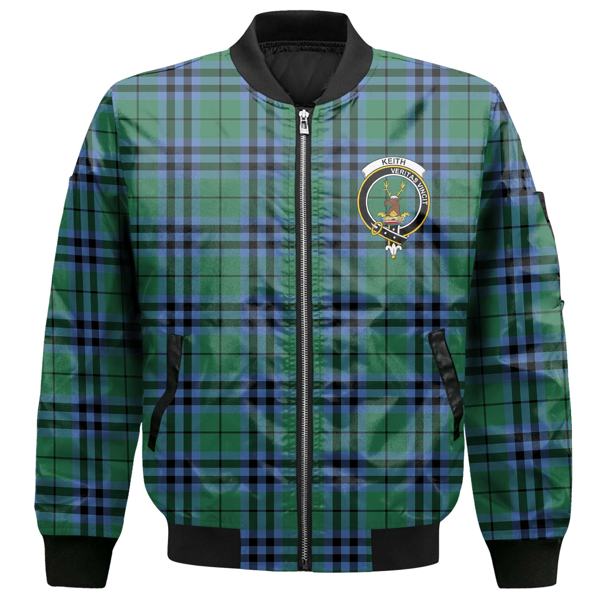 Clan Keith Tartan Men Bomber Jacket Crest And Plaid Basic Style