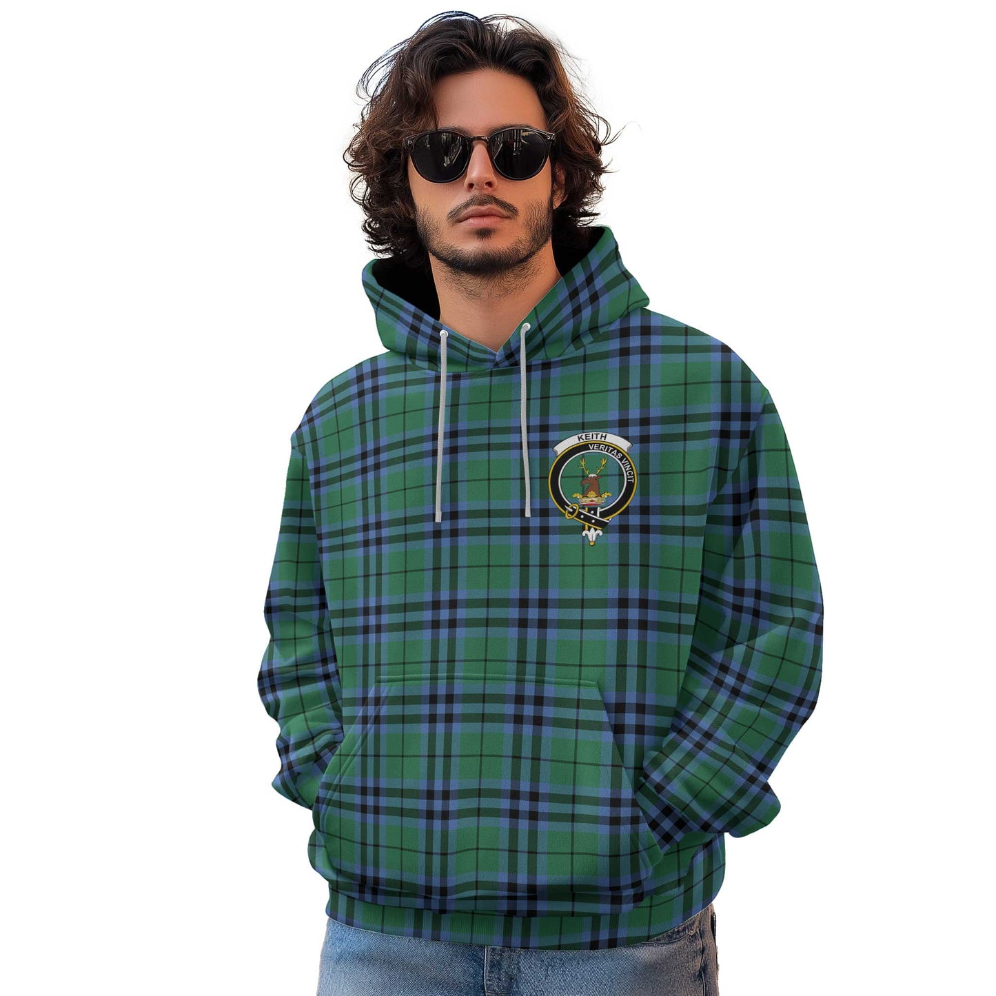 Clan Keith Tartan Men Hoodie Crest And Plaid Basic Style