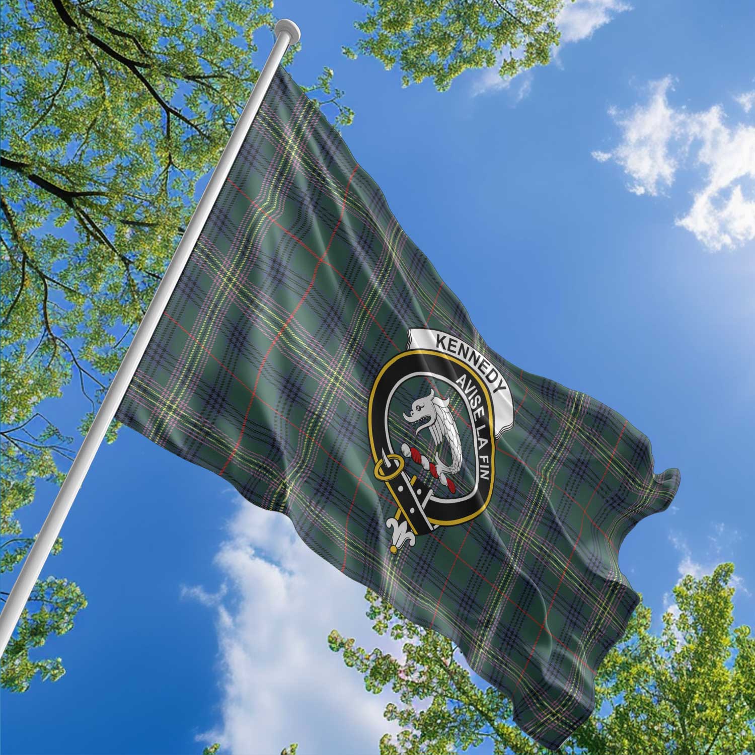 Clan Kennedy Tartan Flag 1 Crest And Plaid Basic Style Tartan House Flag Crest And Plaid Basic Style