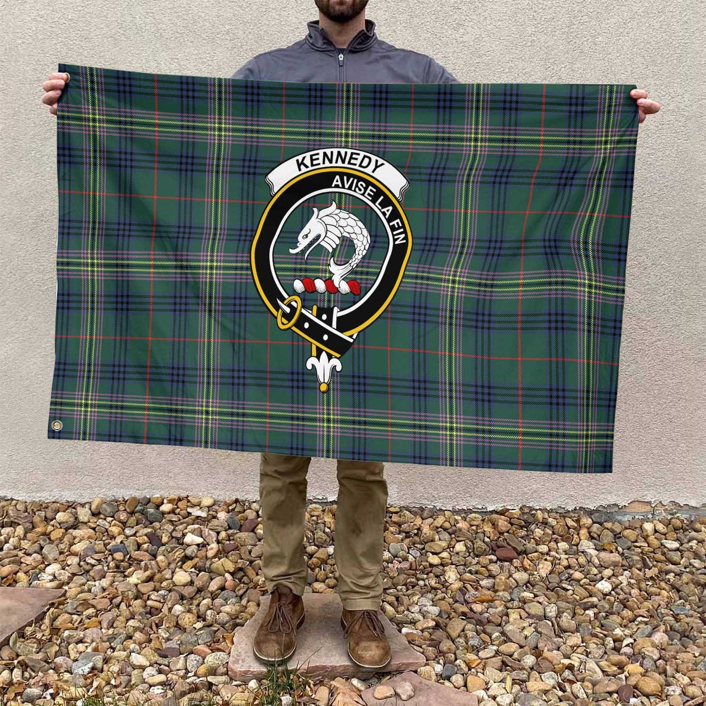 Clan Kennedy Tartan Flag 1 Crest And Plaid Basic Style Tartan House Flag Crest And Plaid Basic Style