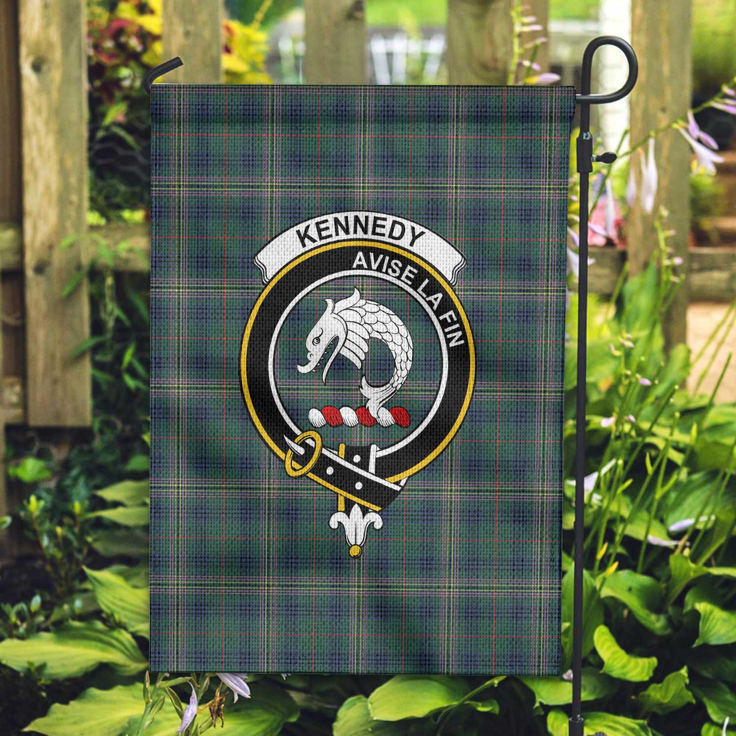 Clan Kennedy Tartan Garden Flag Crest And Plaid Basic Style