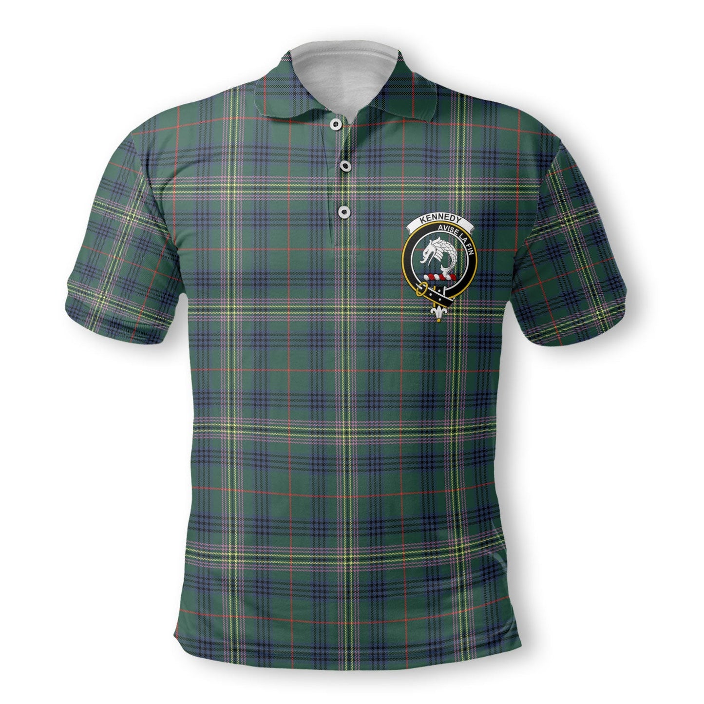 Clan Kennedy Tartan Golf Men Polo Shirt Crest And Plaid Basic Style