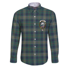 Clan Kennedy Tartan Long Sleeve Button Shirt Crest And Plaid Basic Style