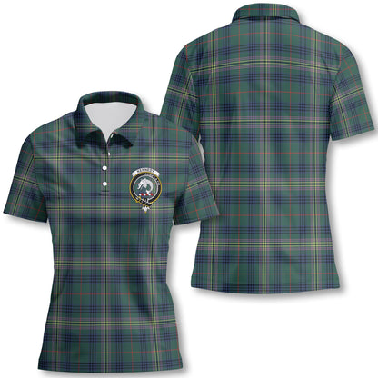 Clan Kennedy Tartan Women Polo Shirt Crest And Plaid Basic Style