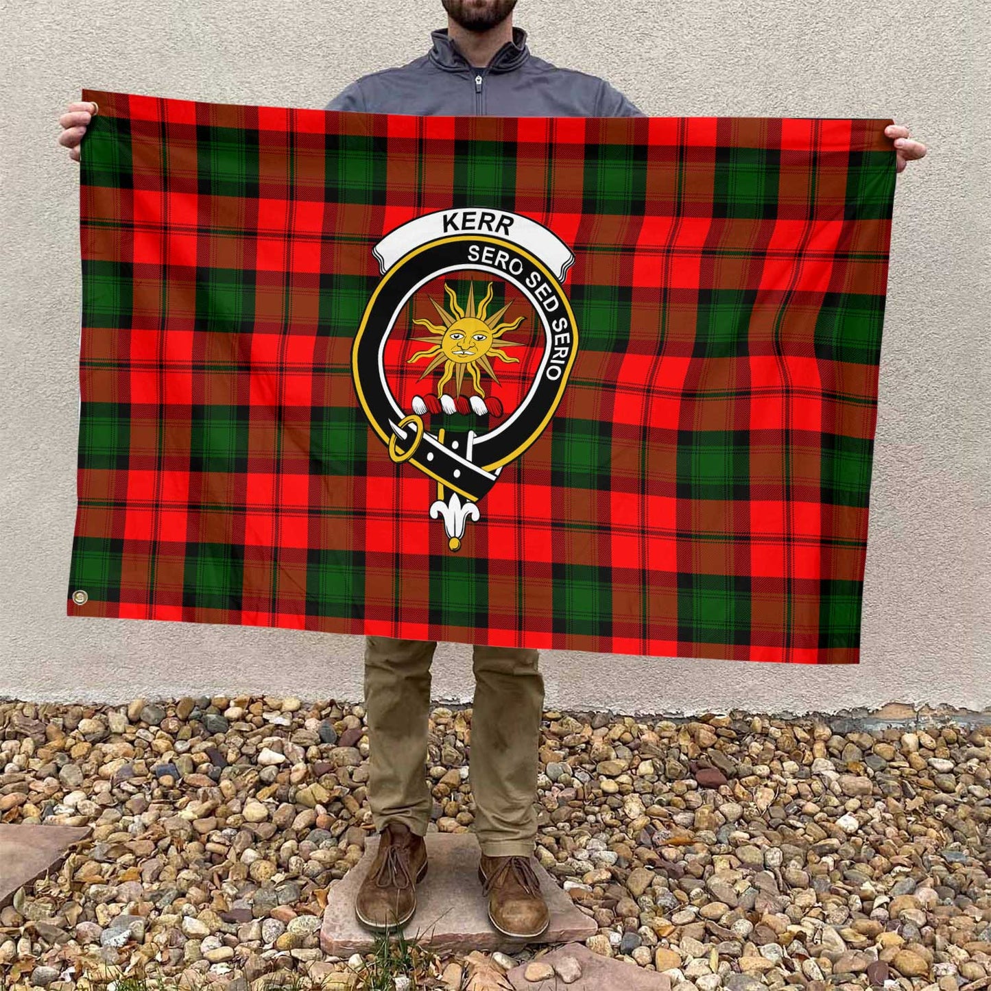 Clan Kerr Tartan Flag Crest And Plaid Basic Style