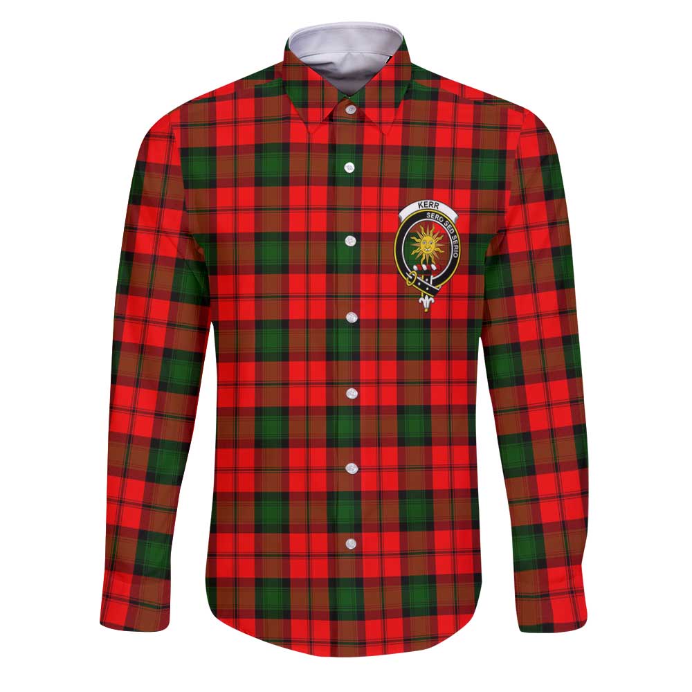 Clan Kerr Tartan Long Sleeve Button Shirt Crest And Plaid Basic Style