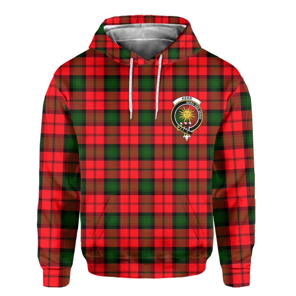 Clan Kerr Tartan Men Hoodie Crest And Plaid Basic Style