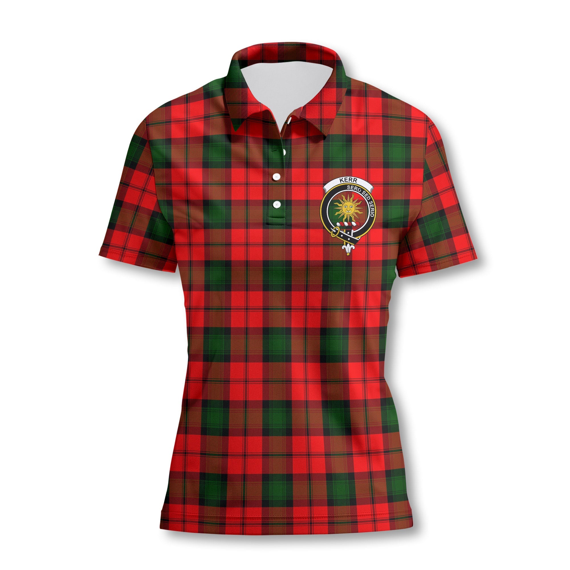 Clan Kerr Tartan Women Polo Shirt Crest And Plaid Basic Style