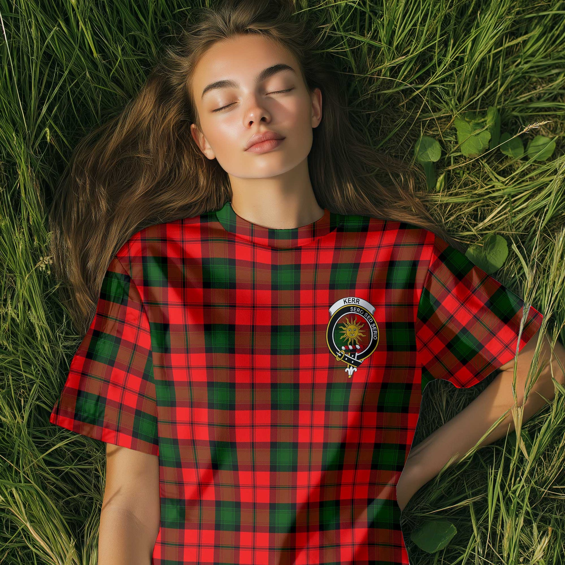 Clan Kerr Tartan Women T Shirt Crest And Plaid Basic Style