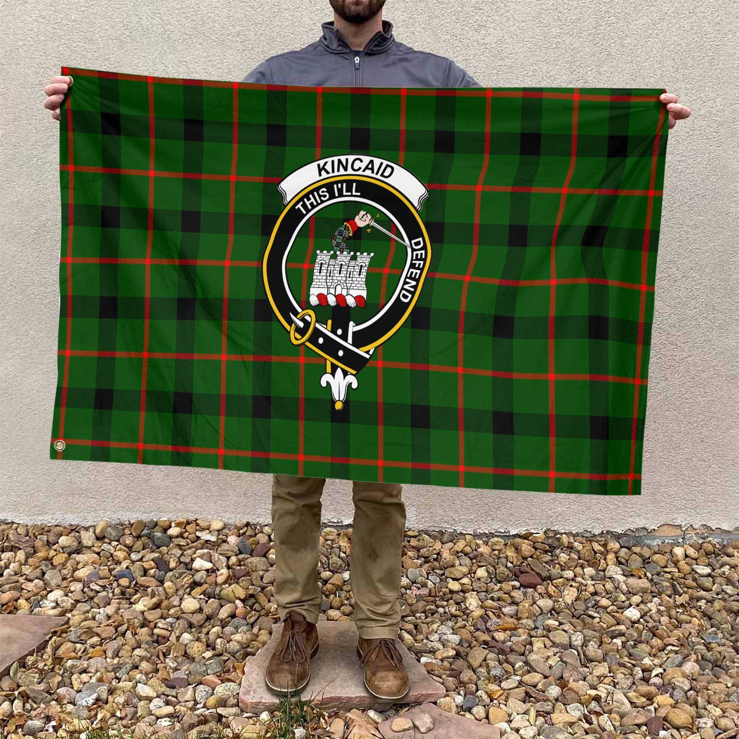 Clan Kincaid Tartan Flag Crest And Plaid Basic Style