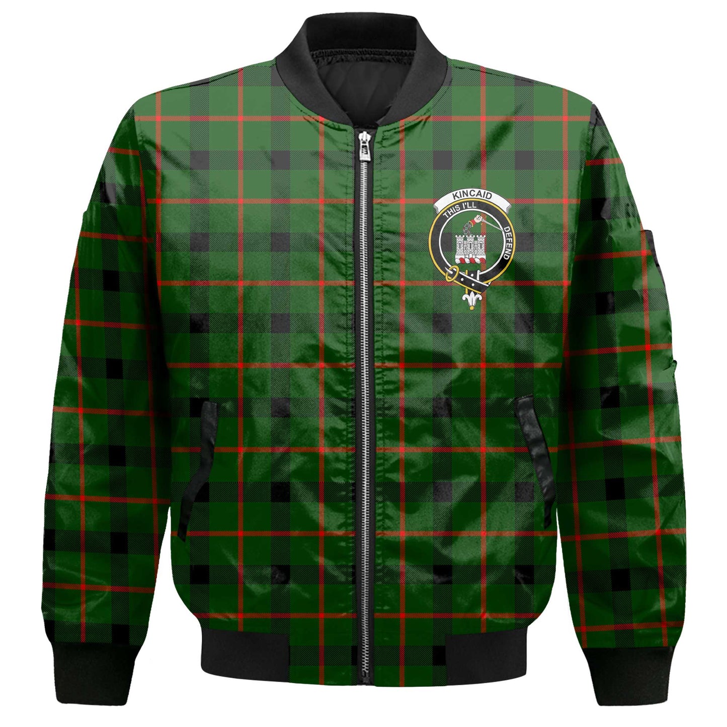 Clan Kincaid Tartan Men Bomber Jacket Crest And Plaid Basic Style