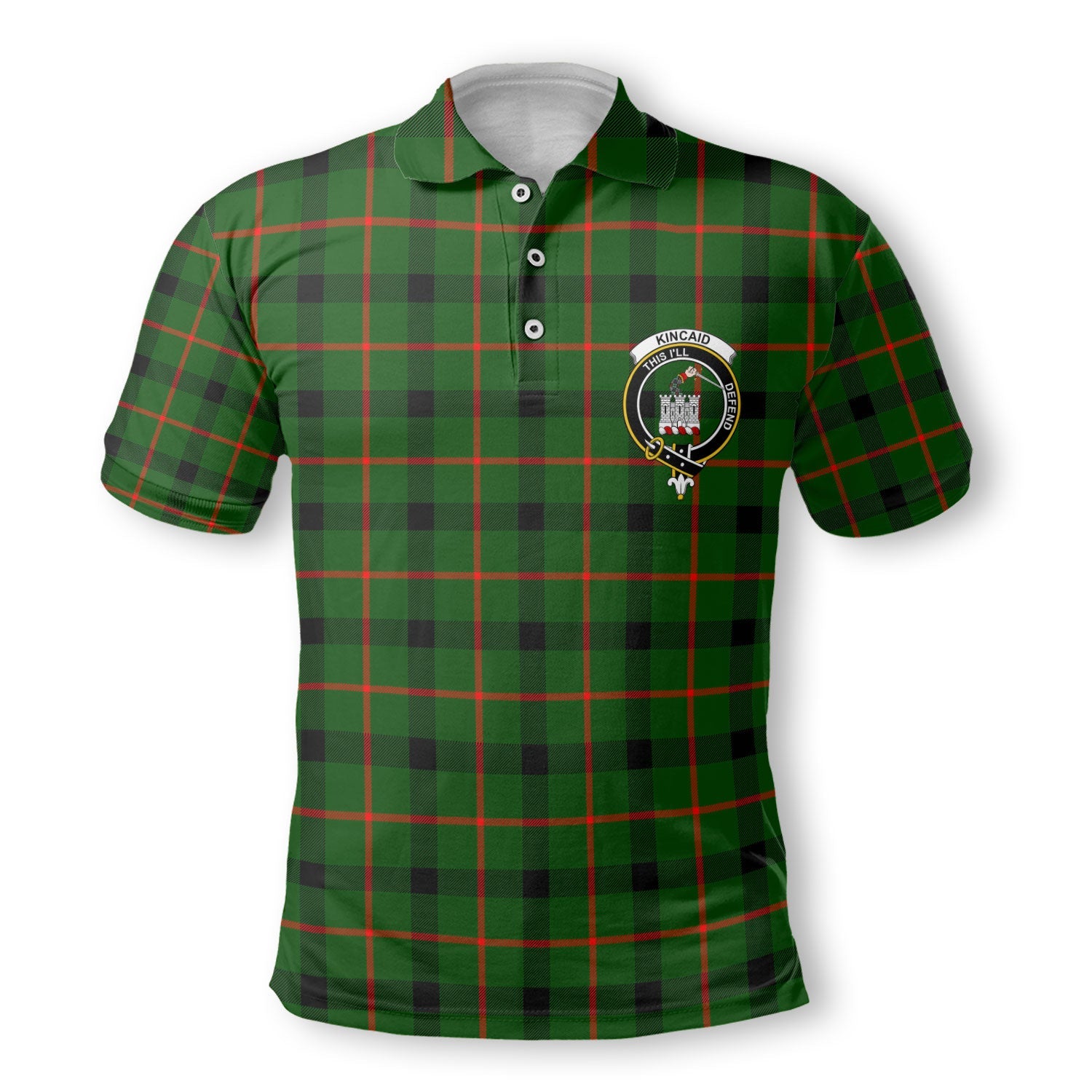 Clan Kincaid Tartan Men Polo Shirt Crest And Plaid Basic Style