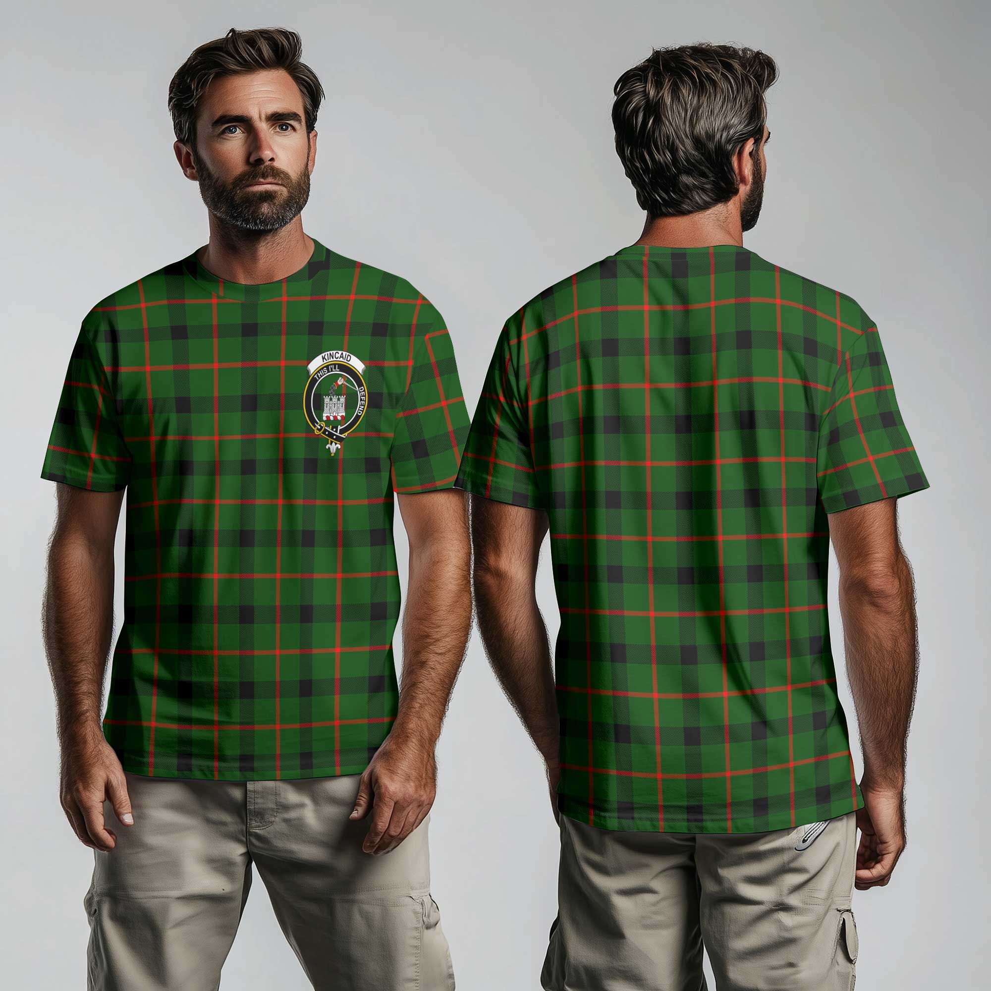 Clan Kincaid Tartan Men T Shirt Crest And Plaid Basic Style