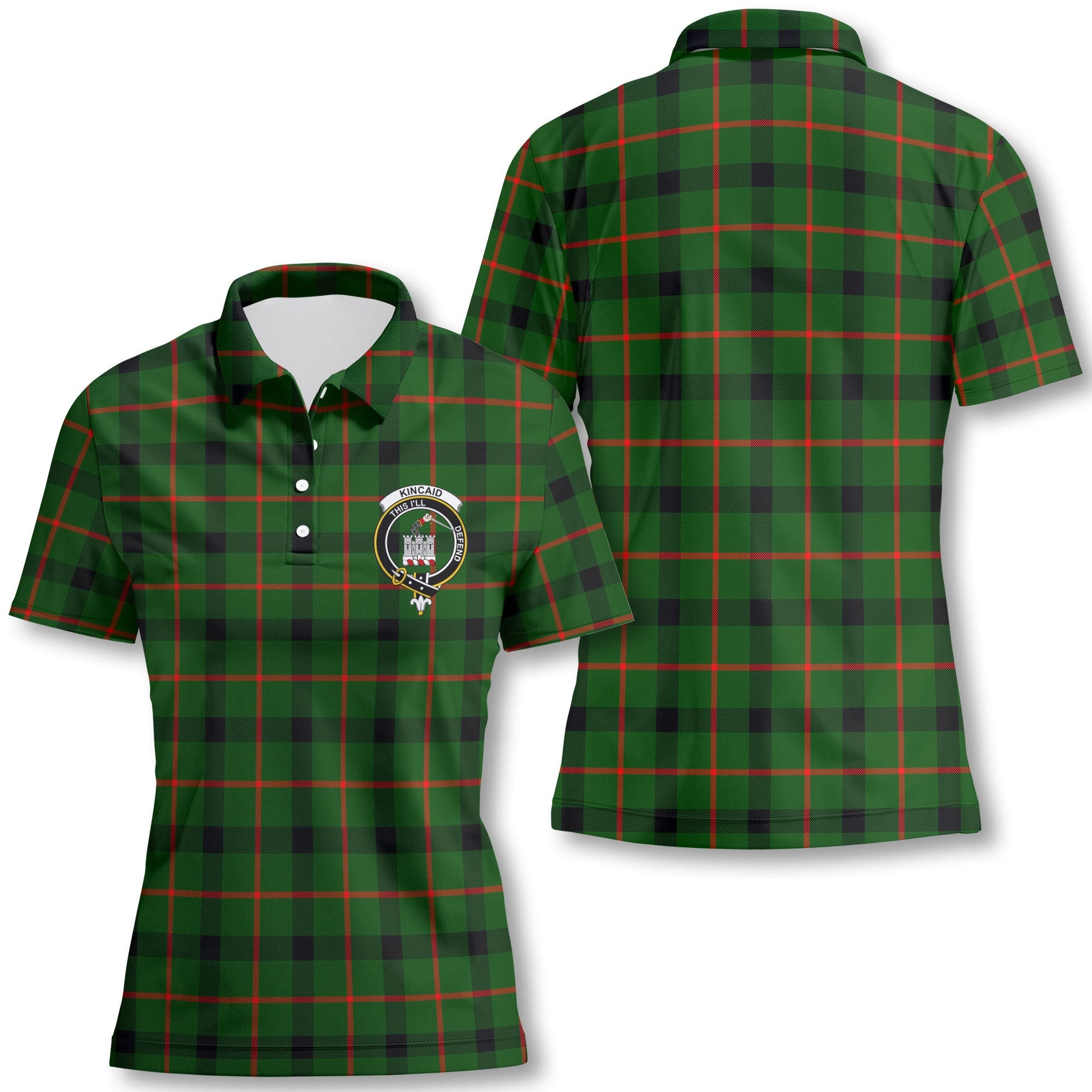 Clan Kincaid Tartan Women Polo Shirt Crest And Plaid Basic Style