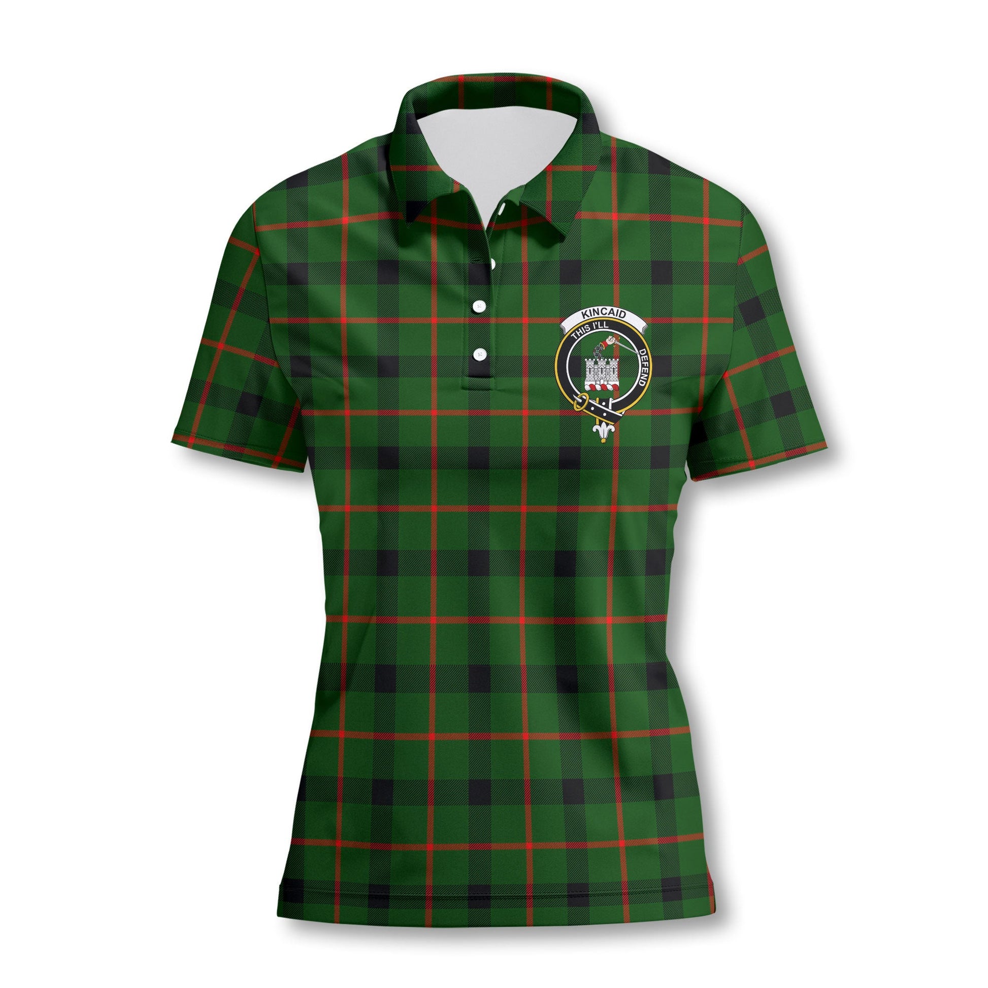 Clan Kincaid Tartan Women Polo Shirt Crest And Plaid Basic Style