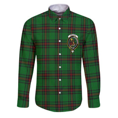 Clan Kinloch Tartan Long Sleeve Button Shirt Crest And Plaid Basic Style
