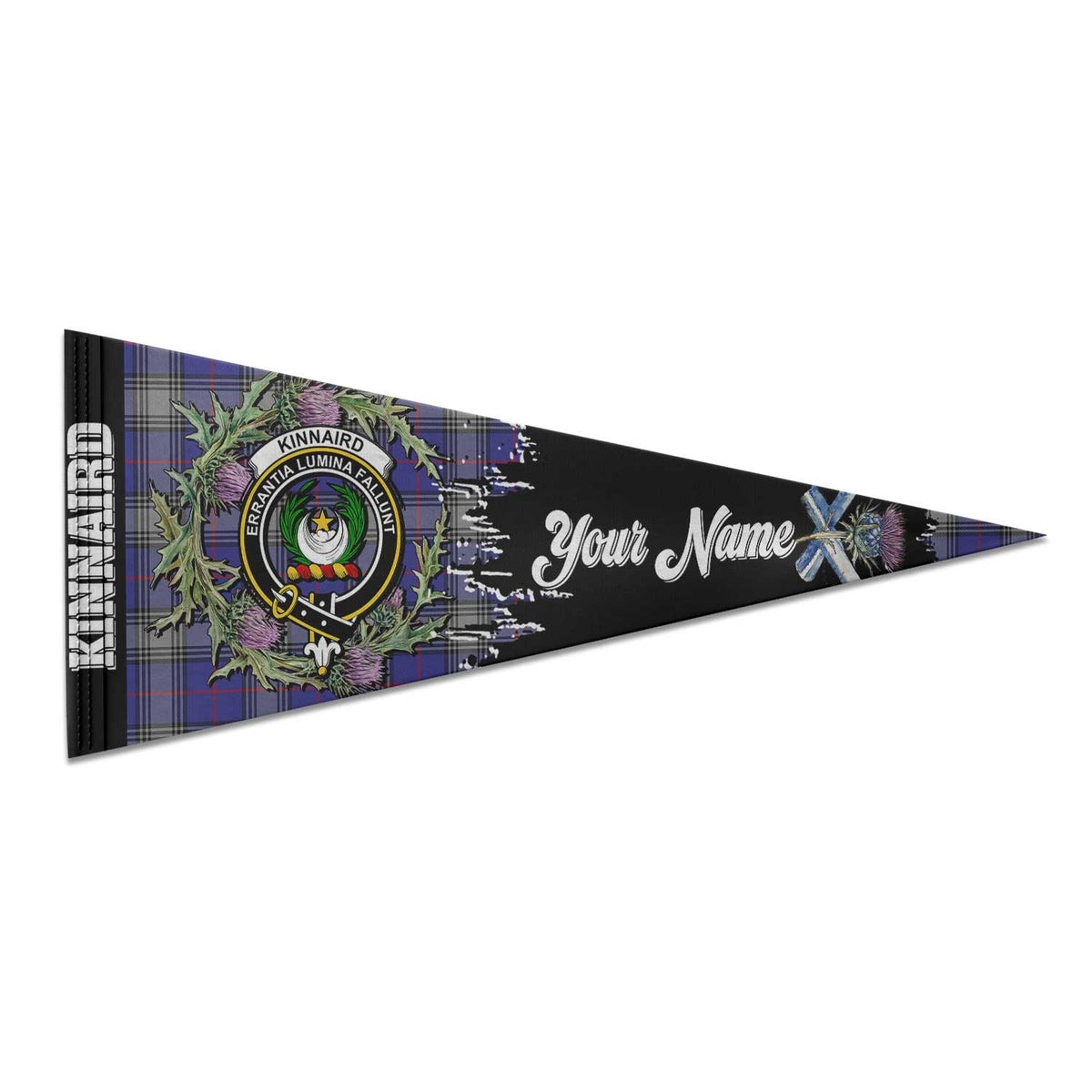 Clan Kinnaird Tartan Felt Pennant Crest And Plaid Basic Style