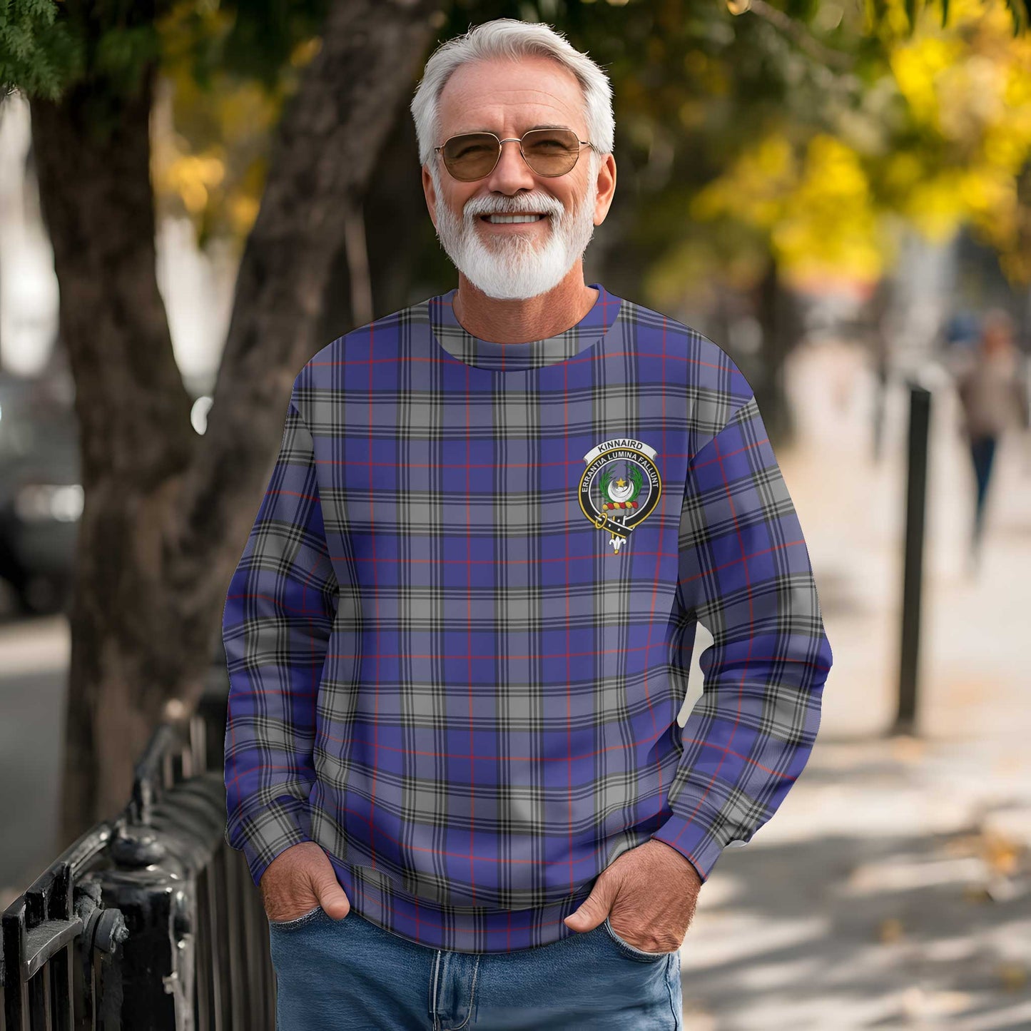 Clan Kinnaird Tartan Men Sweatshirt Crest And Plaid Basic Style