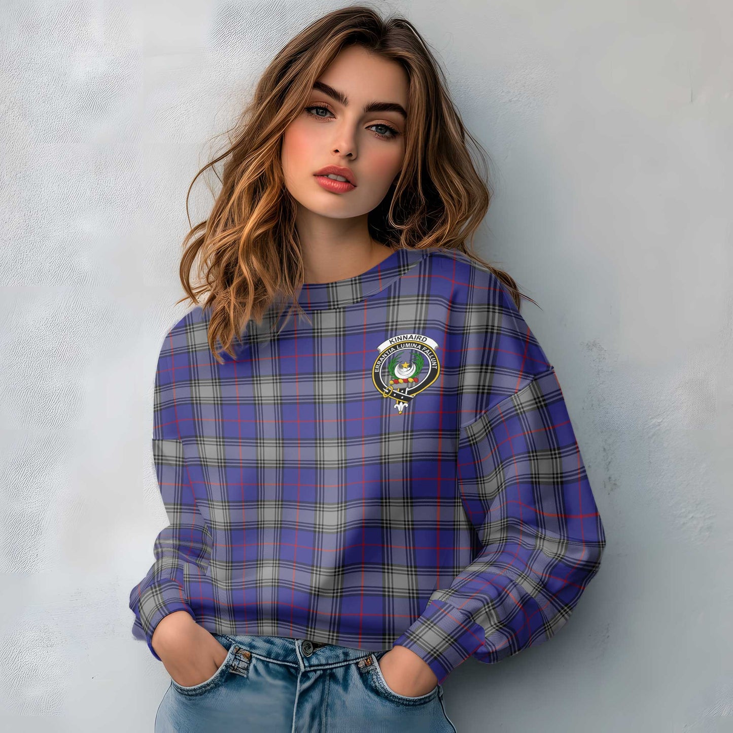 Clan Kinnaird Tartan Women Sweatshirt Crest And Plaid Basic Style