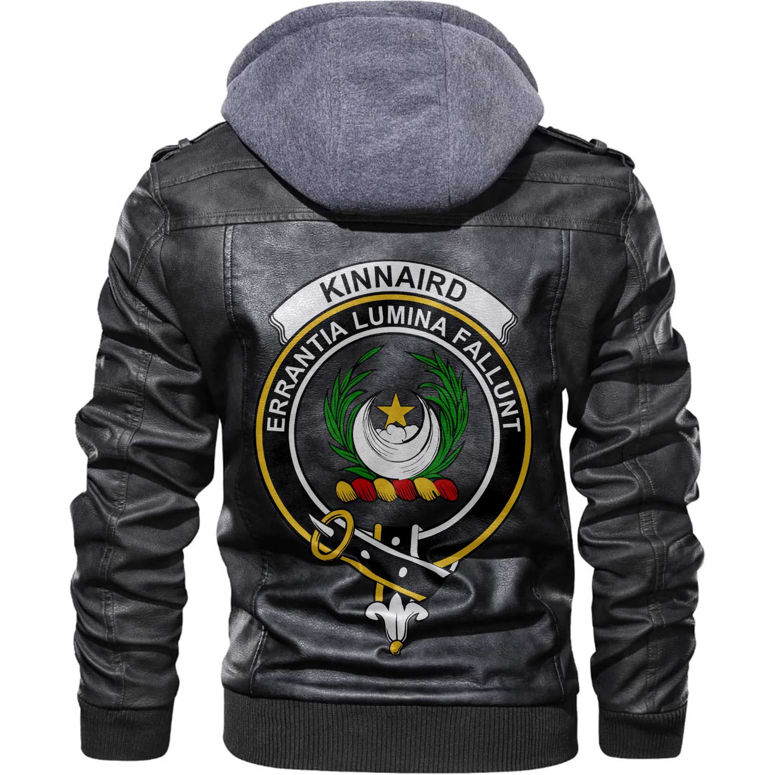 Clan Kinnaird Tartan Zip Leather Jacket Crest And Plaid Basic Style