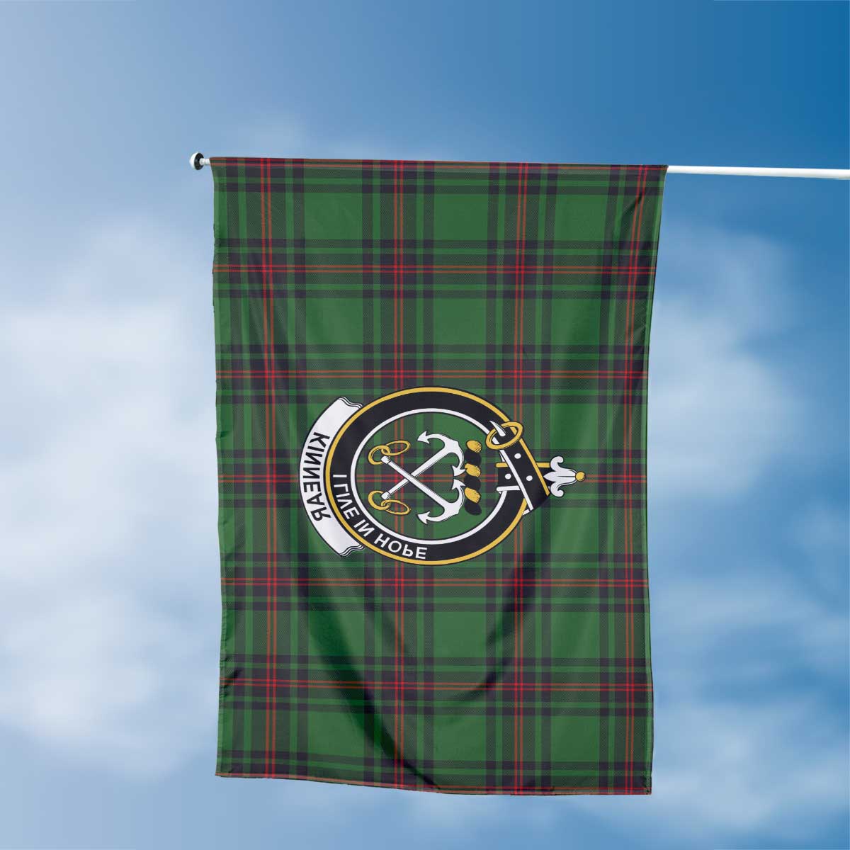 Clan Kinnear Tartan Flag Crest And Plaid Basic Style