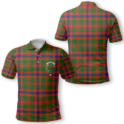 Clan Kinninmont Tartan Golf Men Polo Shirt Crest And Plaid Basic Style